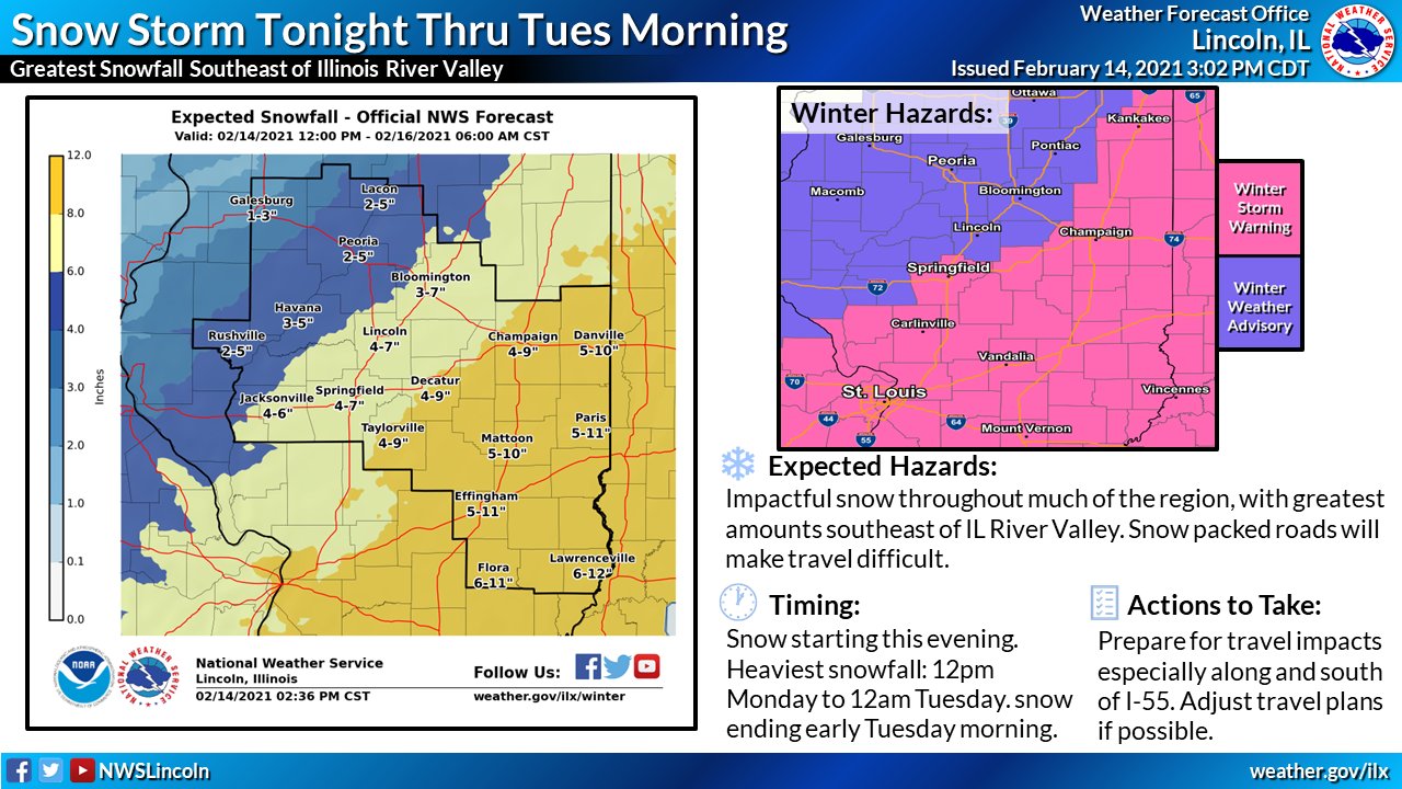 Winter Storm Warning For Central Illinois Sunday NightTuesday AM