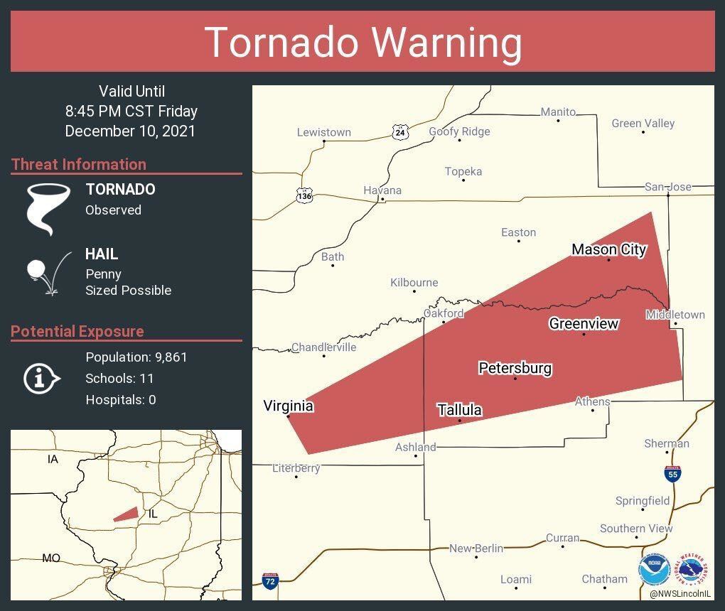 Tornado Warning including Mason City IL, Petersburg IL, Virginia IL until 8...